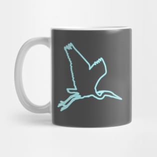 80s Retro Neon Sign Blue Heron Bird Mug